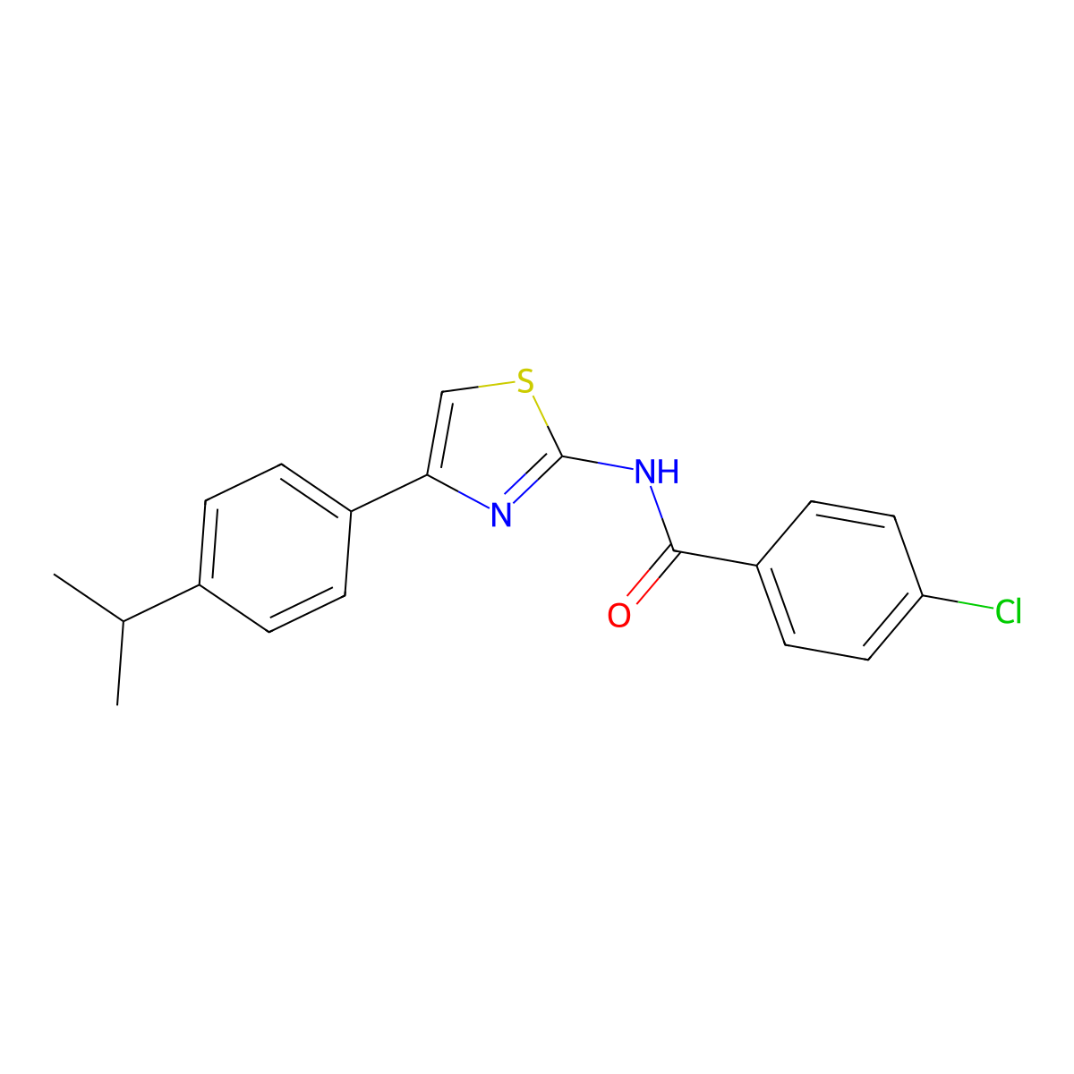 4-chloro-N-(4-(4-isopropylphenyl)thiazol-2-yl)benzamide molecular structure, CAS 310452-25-6