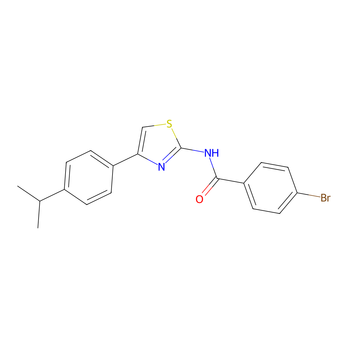 4-bromo-N-(4-(4-isopropylphenyl)thiazol-2-yl)benzamide molecular structure, CAS 310452-26-7