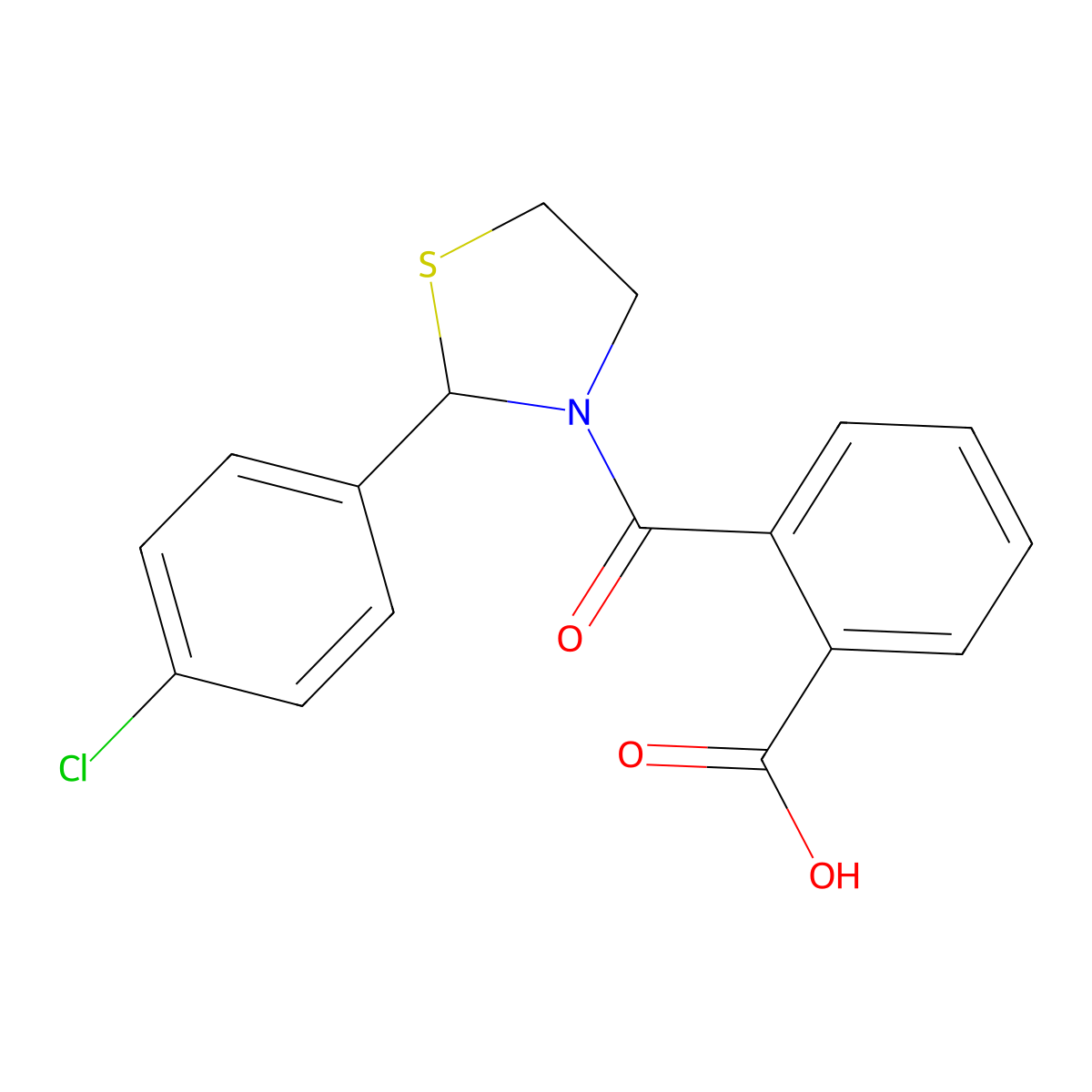 2-(2-(4-Chlorophenyl)thiazolidine-3-carbonyl)benzoic acid molecular structure, CAS 310452-84-7
