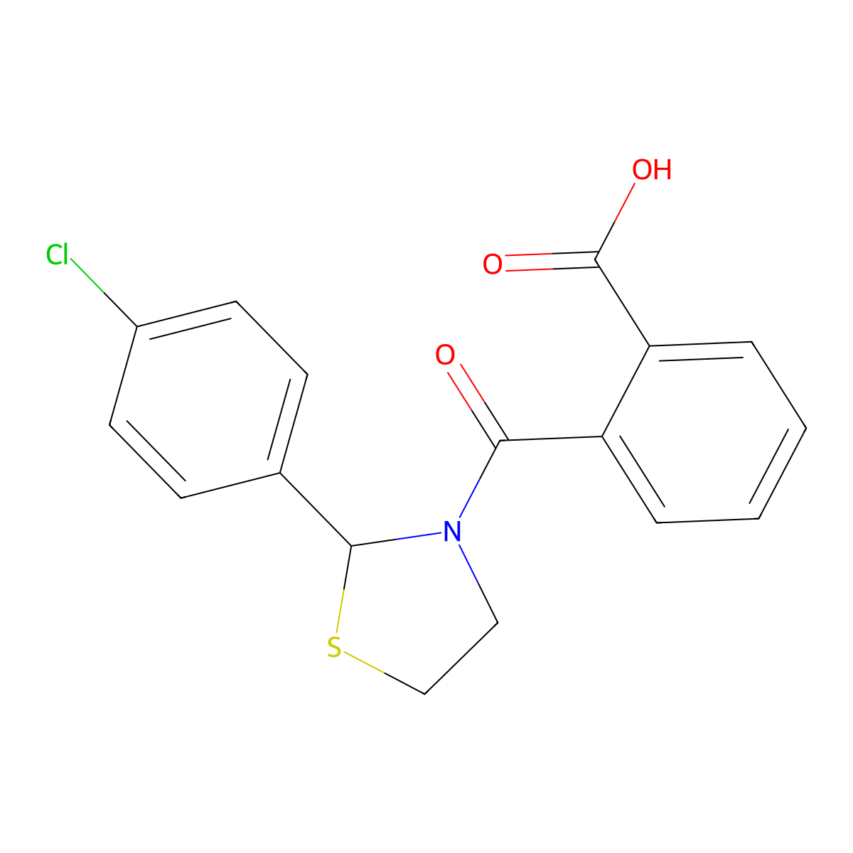 2-(2-(4-Chlorophenyl)thiazolidine-3-carbonyl)benzoic acid molecular structure, CAS 310452-84-7