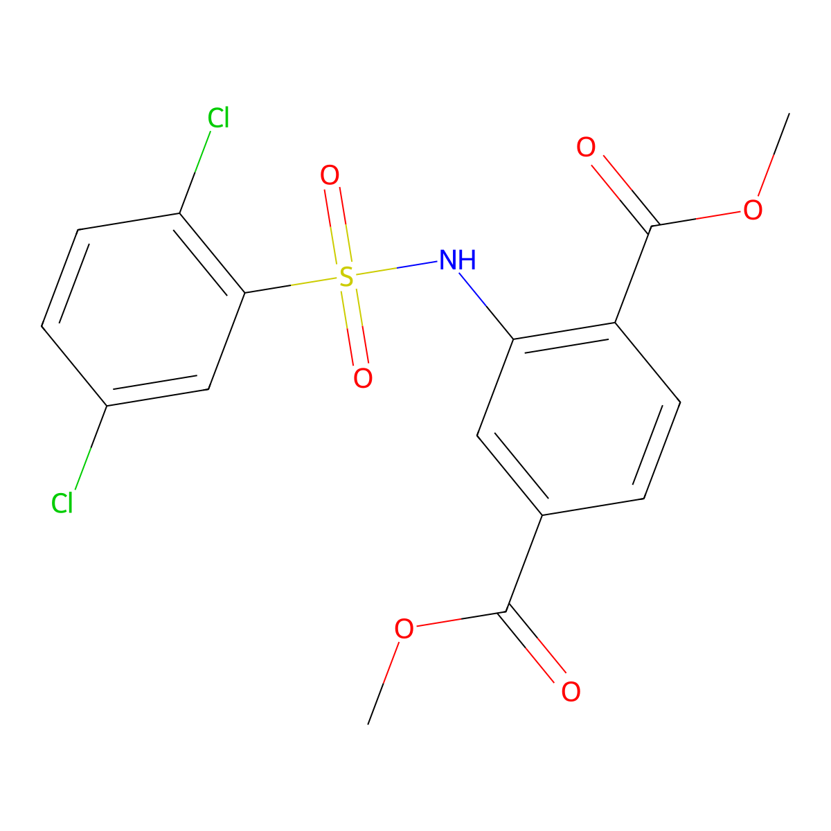 Dimethyl 2-[(2,5-dichlorophenyl)sulfonylamino]benzene-1,4-dicarboxylate molecular structure, CAS 310453-35-1