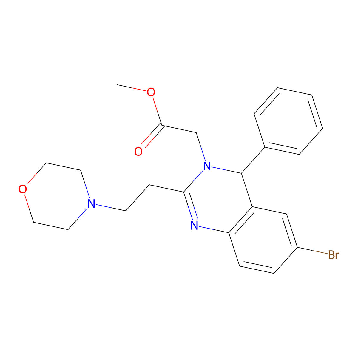 methyl {6-bromo-2-[2-(morpholin-4-yl)ethyl]-4-phenylquinazolin-3(4H)-yl}acetate molecular structure, CAS 310454-02-5