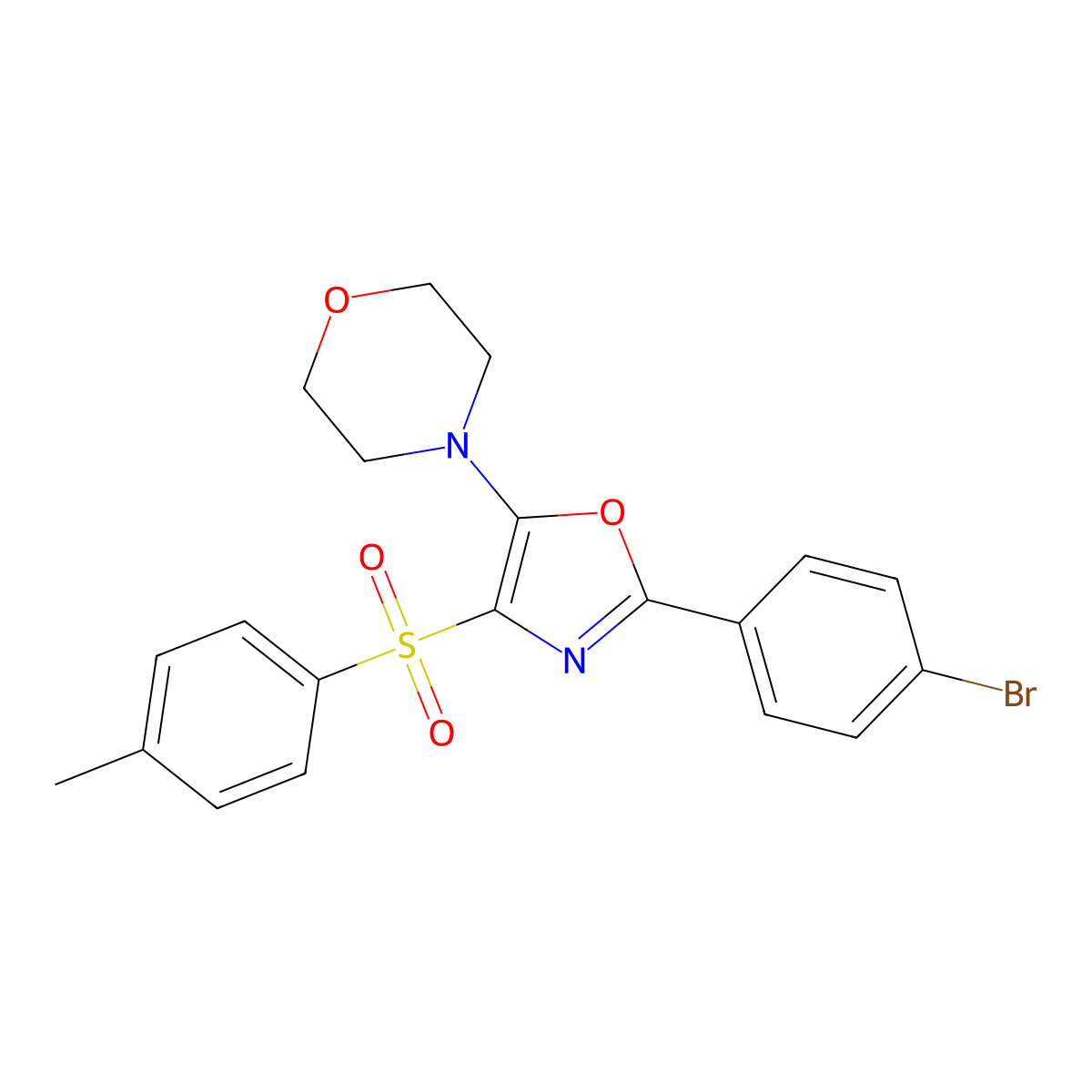 4-[2-(4-Bromophenyl)-4-(4-methylphenyl)sulfonyl-1,3-oxazol-5-yl]morpholine molecular structure, CAS 310454-04-7