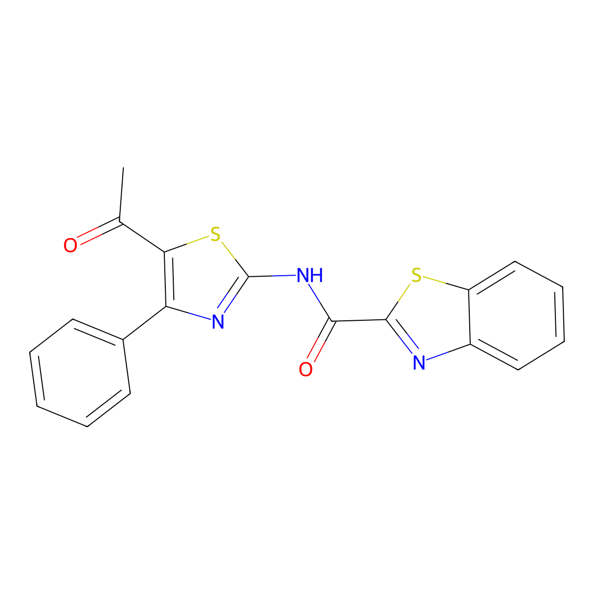 N-(5-acetyl-4-phenyl-1,3-thiazol-2-yl)-1,3-benzothiazole-2-carboxamide molecular structure, CAS 310454-07-0