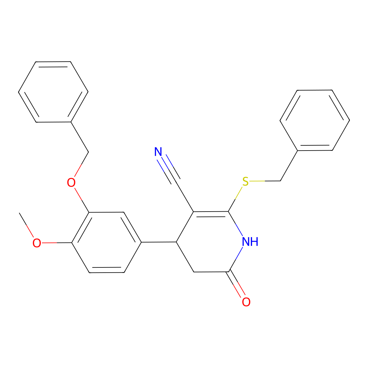 4-(3-(Benzyloxy)-4-methoxyphenyl)-2-(benzylthio)-6-oxo-1,4,5,6-tetrahydropyridine-3-carbonitrile molecular structure, CAS 310454-19-4