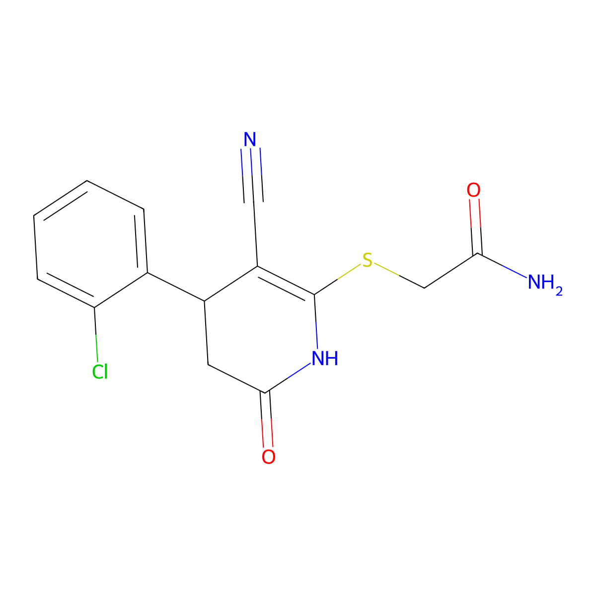 2-[[4-(2-chlorophenyl)-5-cyano-2-oxo-3,4-dihydro-1H-pyridin-6-yl]sulfanyl]acetamide molecular structure, CAS 310454-21-8