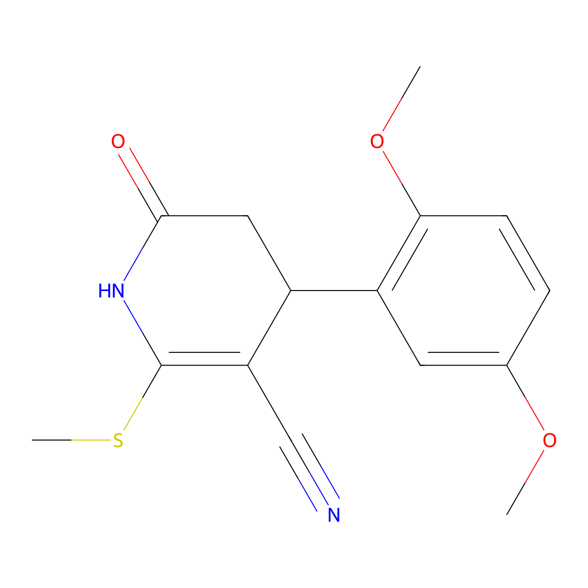 4-(2,5-Dimethoxyphenyl)-2-(methylsulfanyl)-6-oxo-1,4,5,6-tetrahydro-3-pyridinecarbonitrile molecular structure, CAS 310454-27-4