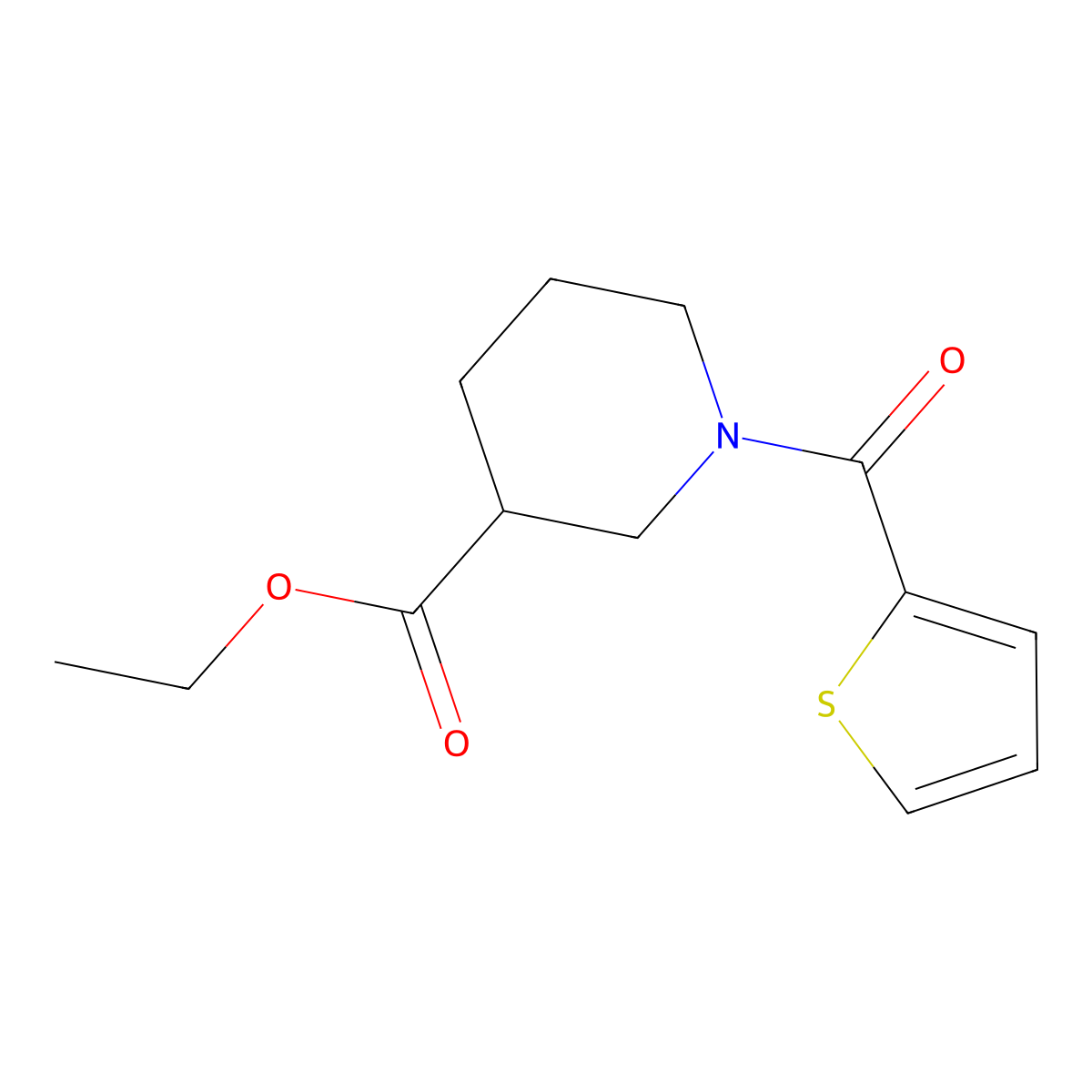 Ethyl 1-(2-thienylcarbonyl)-3-piperidinecarboxylate molecular structure, CAS 310454-56-9