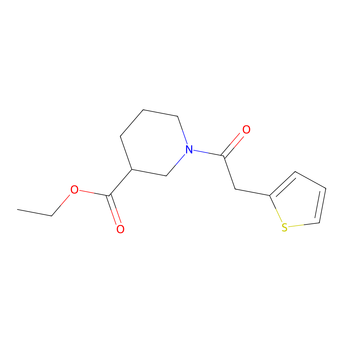 Ethyl 1-(2-thiophen-2-ylacetyl)piperidine-3-carboxylate molecular structure, CAS 310454-57-0