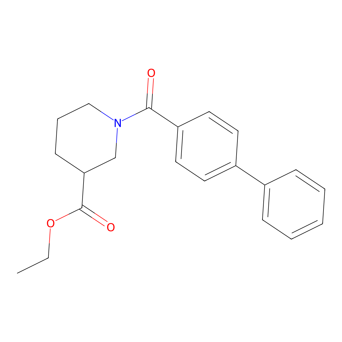 Ethyl 1-(4-phenylbenzoyl)-3-piperidinecarboxylate molecular structure, CAS 310454-72-9