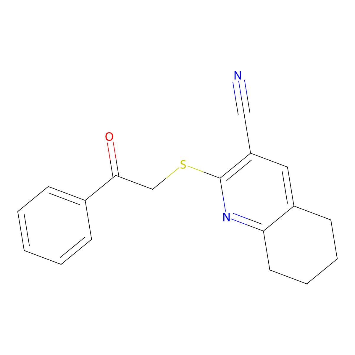 2-[(2-Oxo-2-phenylethyl)sulfanyl]-5,6,7,8-tetrahydro-3-quinolinecarbonitrile molecular structure, CAS 310456-40-7