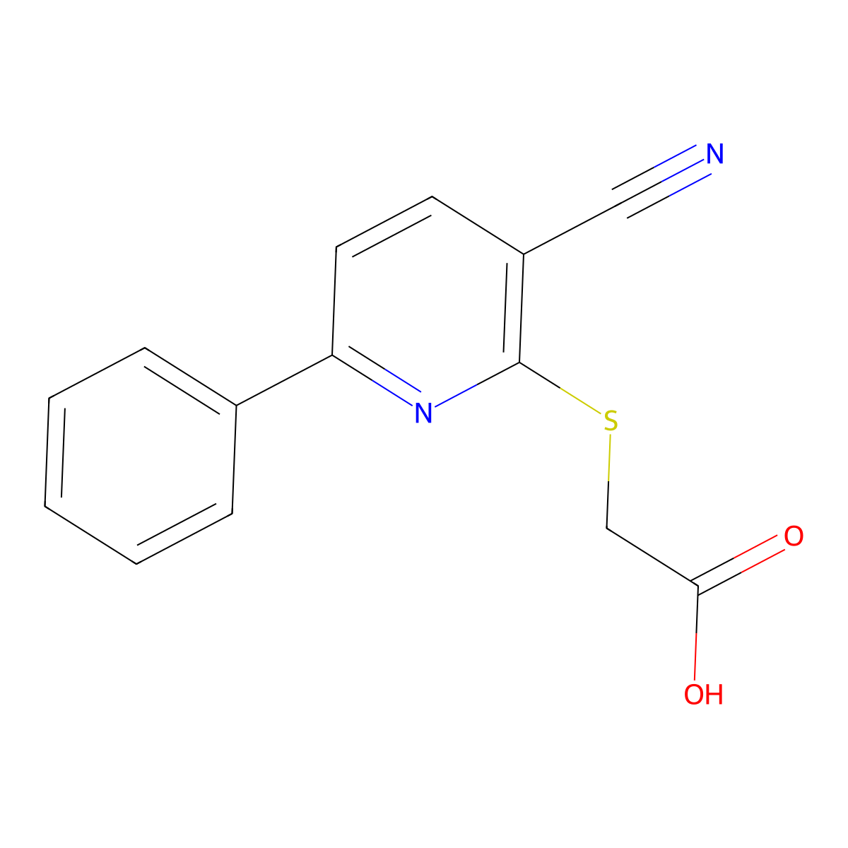 2-((3-Cyano-6-phenylpyridin-2-yl)thio)acetic acid molecular structure, CAS 310456-47-4