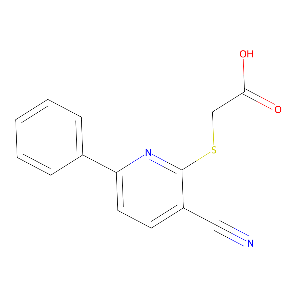 2-((3-Cyano-6-phenylpyridin-2-yl)thio)acetic acid molecular structure, CAS 310456-47-4
