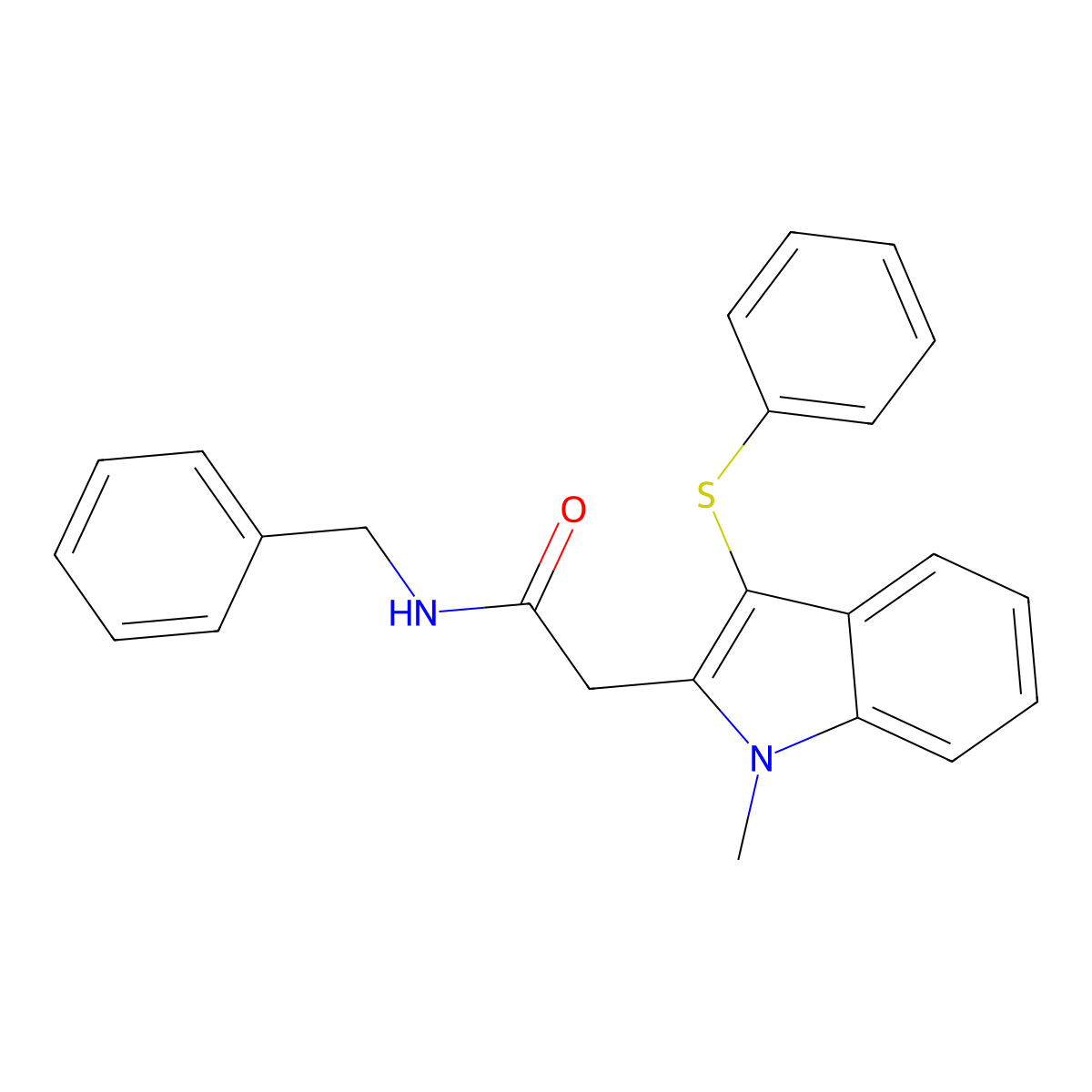 N-Benzyl-2-[1-methyl-3-(phenylsulfanyl)-1H-indol-2-yl]acetamide molecular structure, CAS 310456-81-6