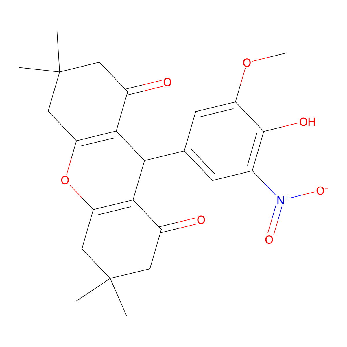 9-(4-hydroxy-3-methoxy-5-nitrophenyl)-3,3,6,6-tetramethyl-4,5,7,9-tetrahydro-2H-xanthene-1,8-dione molecular structure, CAS 310456-84-9