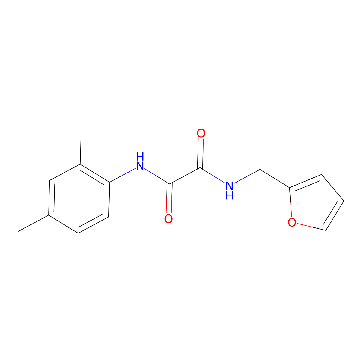 Oxamide, N-furfuryl-N'-(2,4-dimethylphenyl)- molecular structure, CAS 310457-15-9