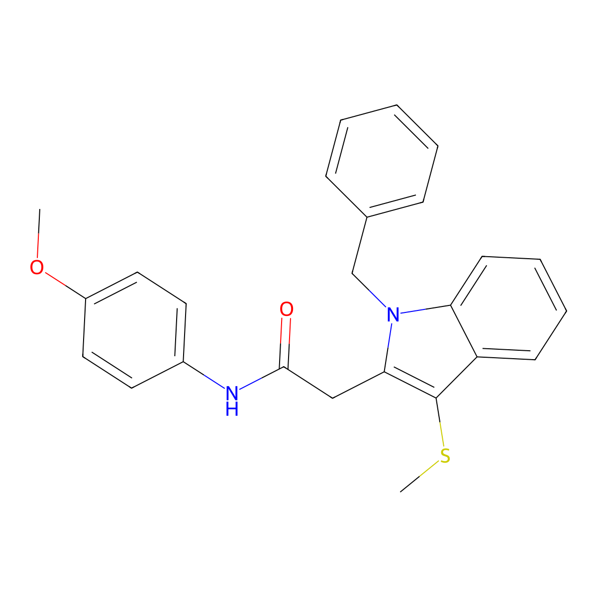 2-(1-benzyl-3-methylsulfanylindol-2-yl)-N-(4-methoxyphenyl)acetamide molecular structure, CAS 310457-63-7