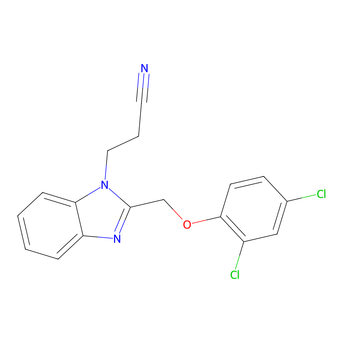 3-[2-[(2,4-Dichlorophenoxy)methyl]benzimidazol-1-yl]propanenitrile molecular structure, CAS 310457-65-9