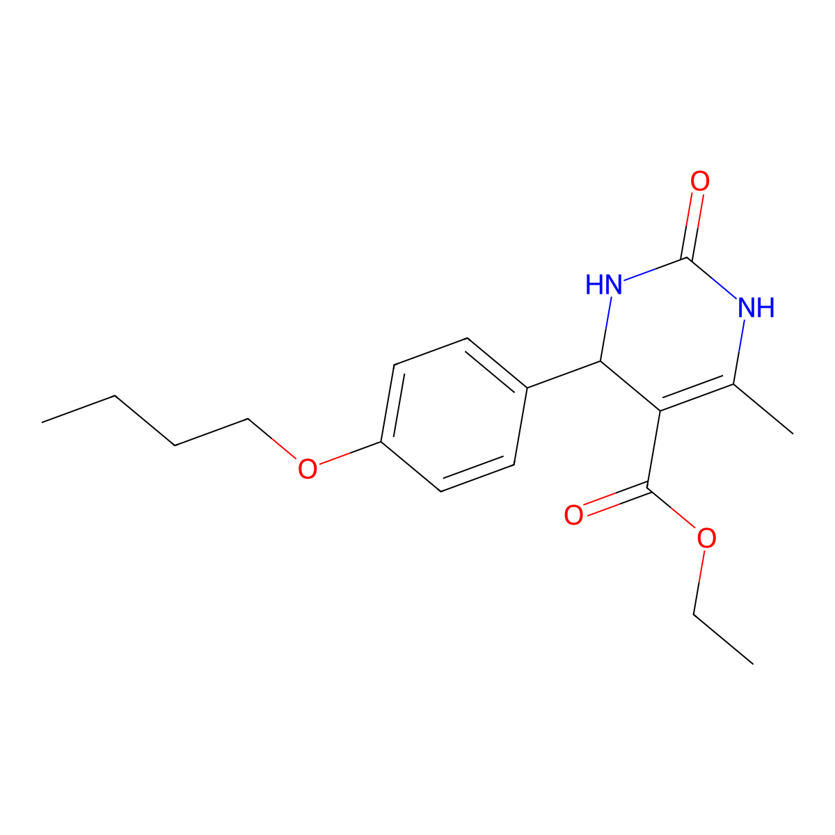 Ethyl 4-(4-butoxyphenyl)-6-methyl-2-oxo-1,2,3,4-tetrahydro-5-pyrimidinecarboxylate molecular structure, CAS 310458-16-3