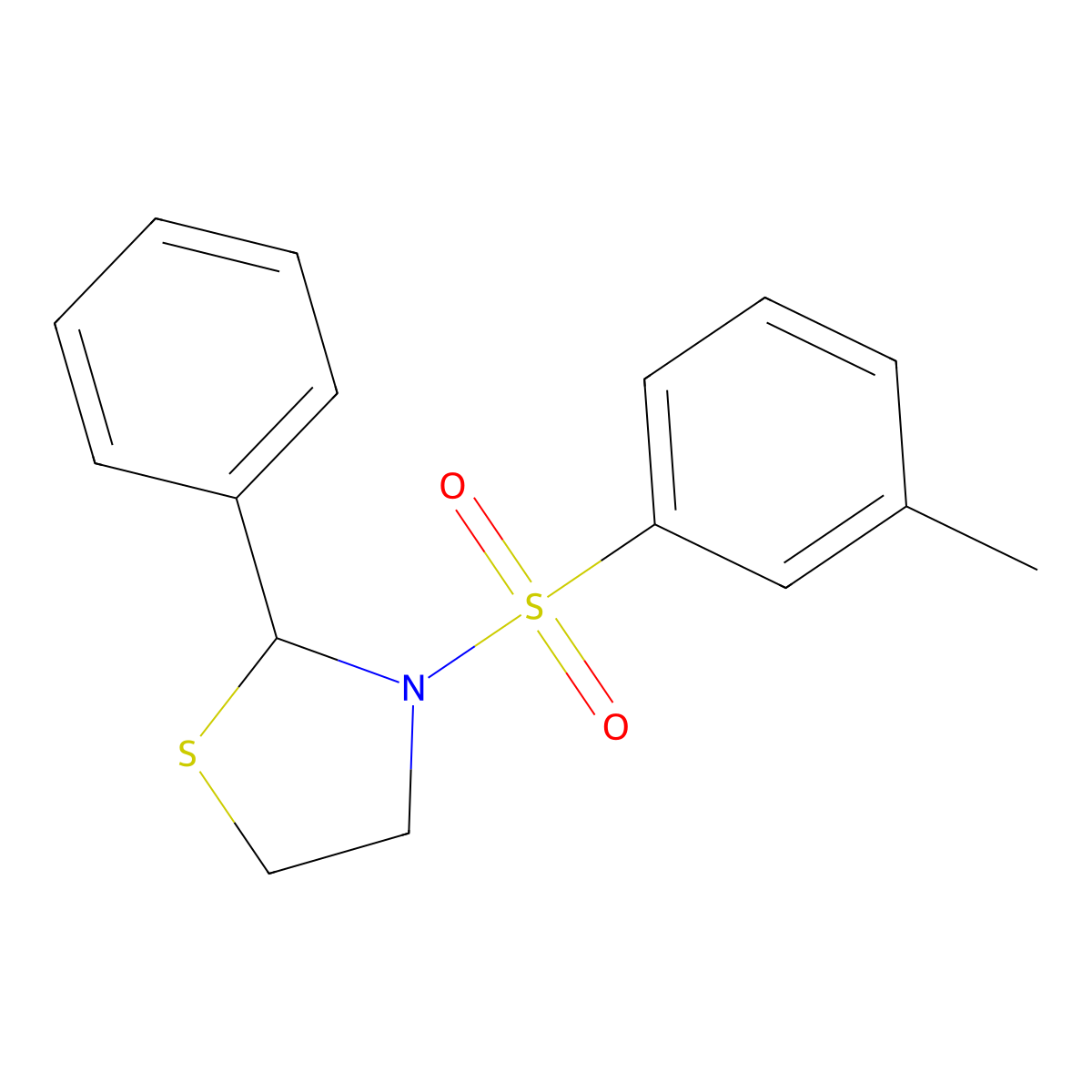 3-[(3-Methylphenyl)sulfonyl]-2-phenyl-1,3-thiazolidine molecular structure, CAS 310458-36-7