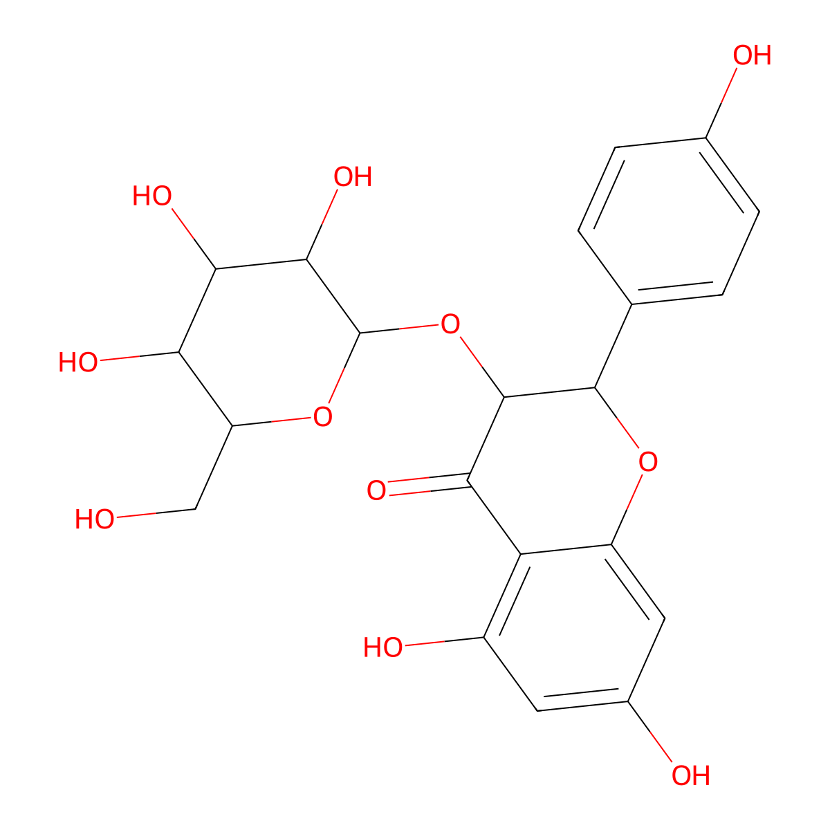 Dihydrokaempferol 3-O-glucoside molecular structure, CAS 31049-08-8