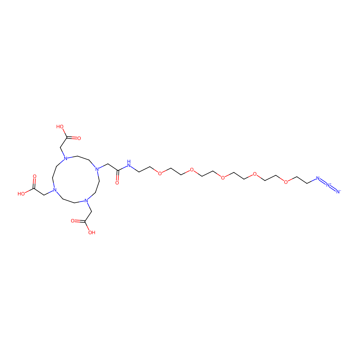 DOTA-PEG5-azide molecular structure, CAS 3104986-47-9