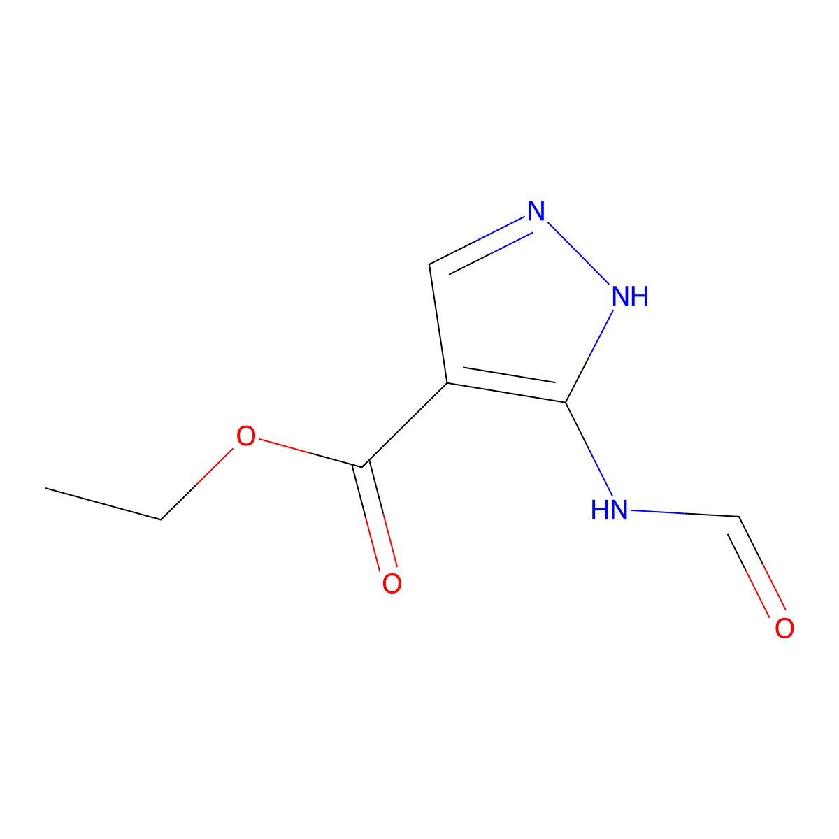 Ethyl 5-(formylamino)-1H-pyrazole-4-carboxylate molecular structure, CAS 31055-19-3