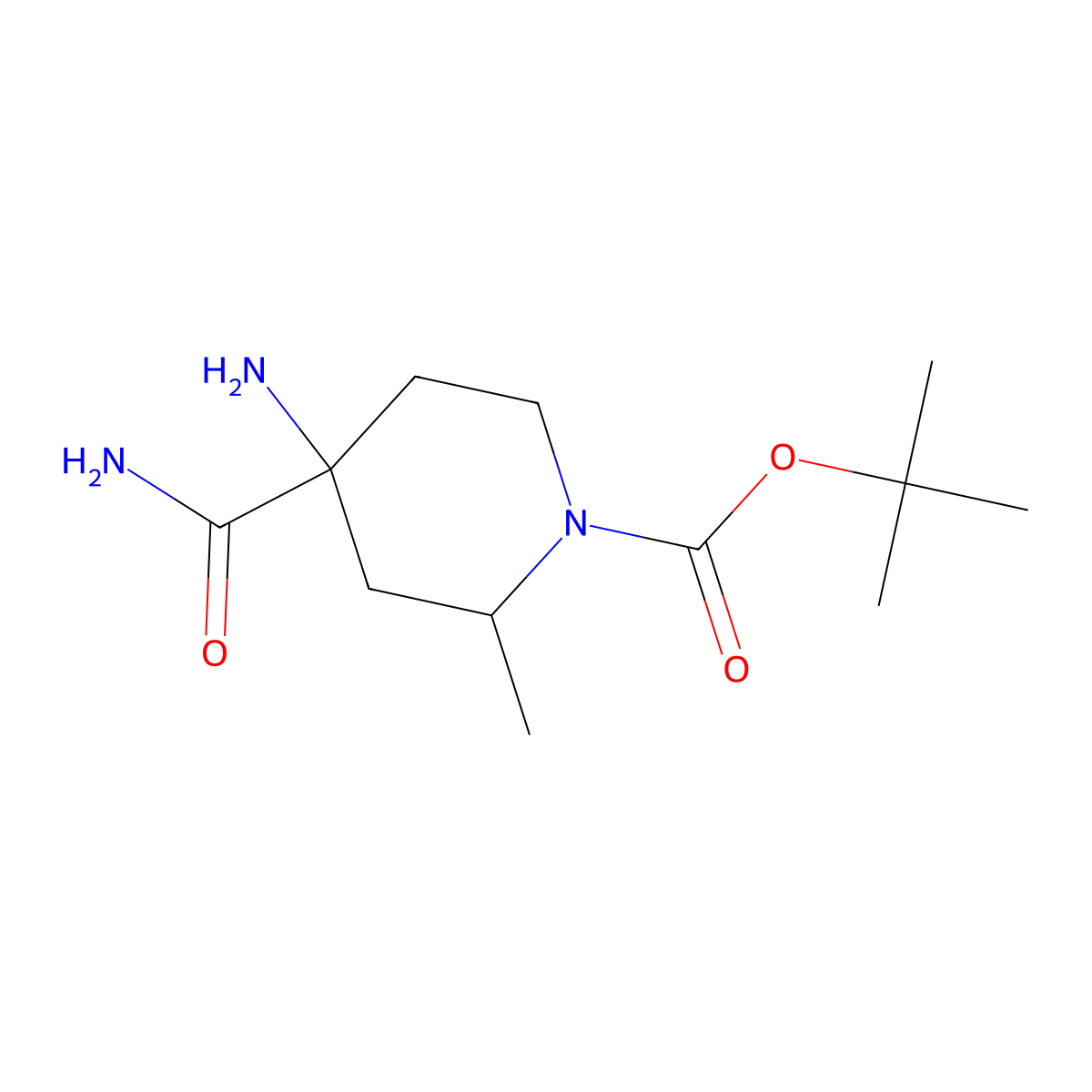 tert-Butyl (2S,4S)-4-amino-4-carbamoyl-2-methylpiperidine-1-carboxylate molecular structure, CAS 3105850-24-3