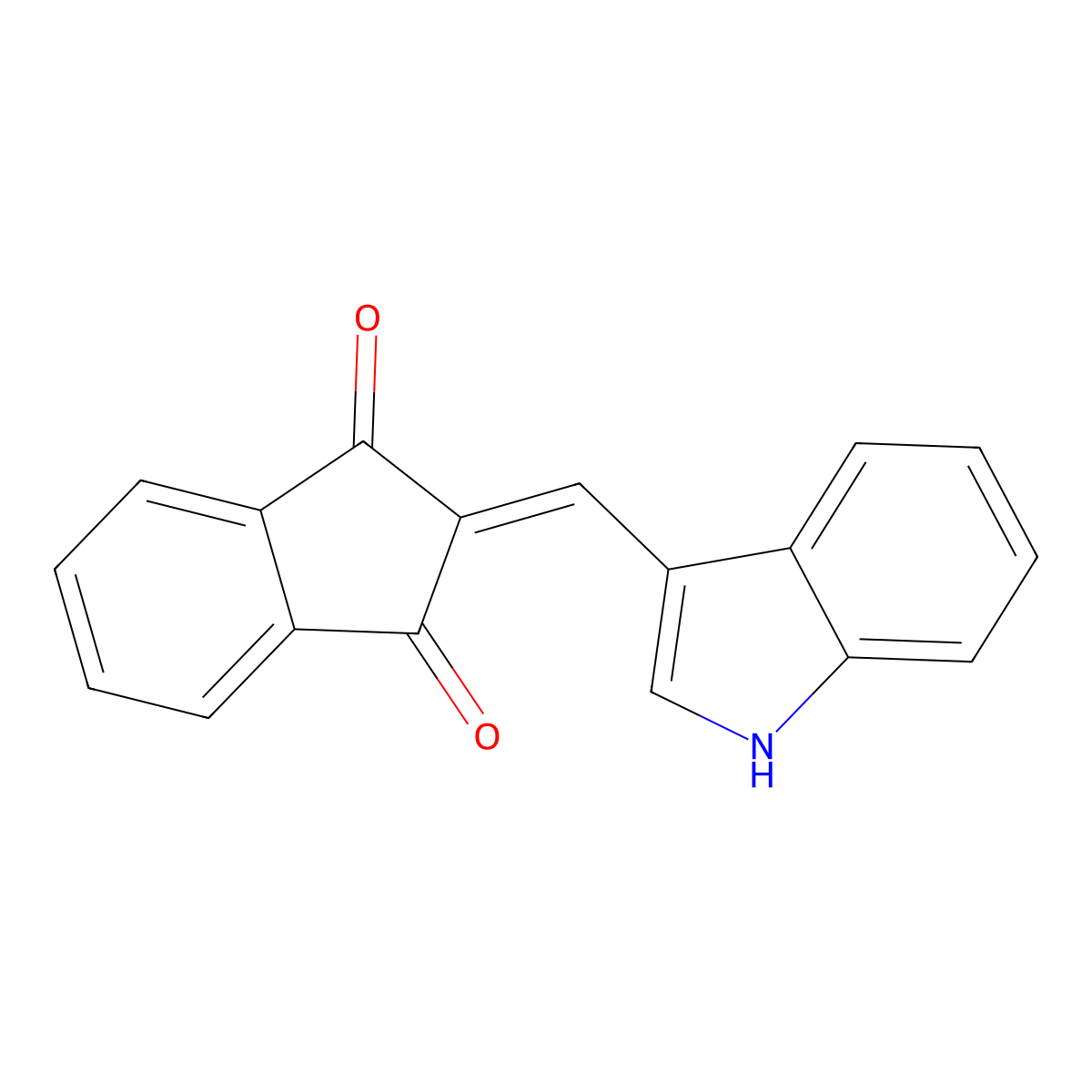 2-(1H-Indol-3-ylmethylene)-indan-1,3-dione molecular structure, CAS 31060-64-7