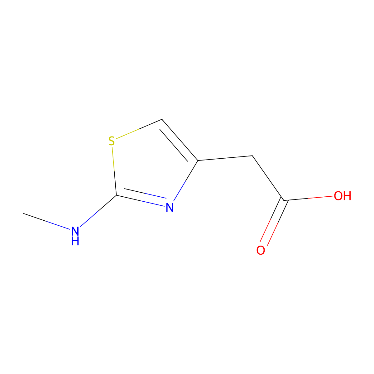 4-Thiazoleacetic acid, 2-(methylamino)- molecular structure, CAS 31061-15-1