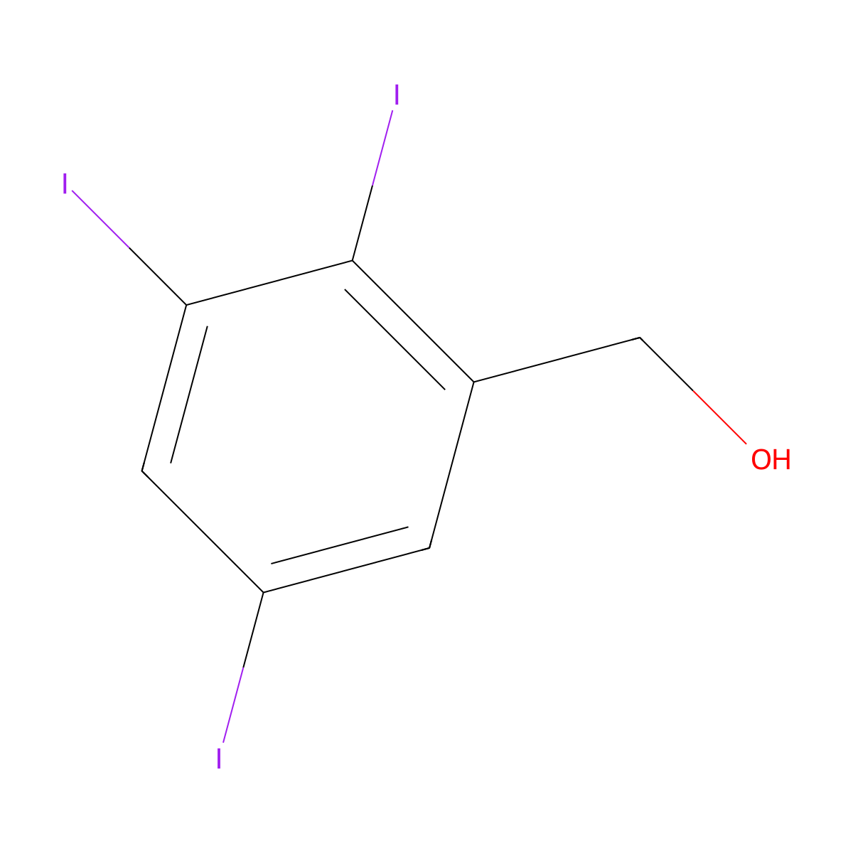 2,3,5-Triiodobenzyl alcohol molecular structure, CAS 31075-53-3