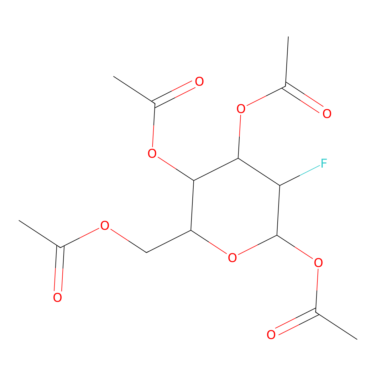 1,3,4,6-tetra-O-Acetyl-2-deoxy-2-fluoro-beta-D-glucopyranose molecular structure, CAS 31077-89-1
