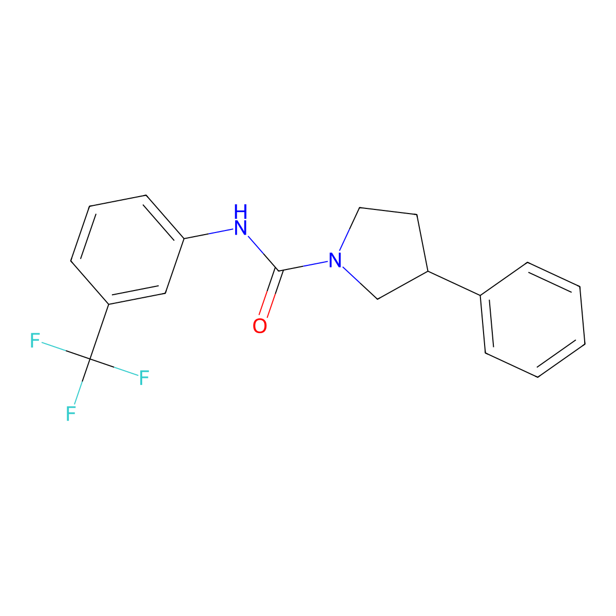 3-phenyl-N-[3-(trifluoromethyl)phenyl]pyrrolidine-1-carboxamide molecular structure, CAS 31079-70-6