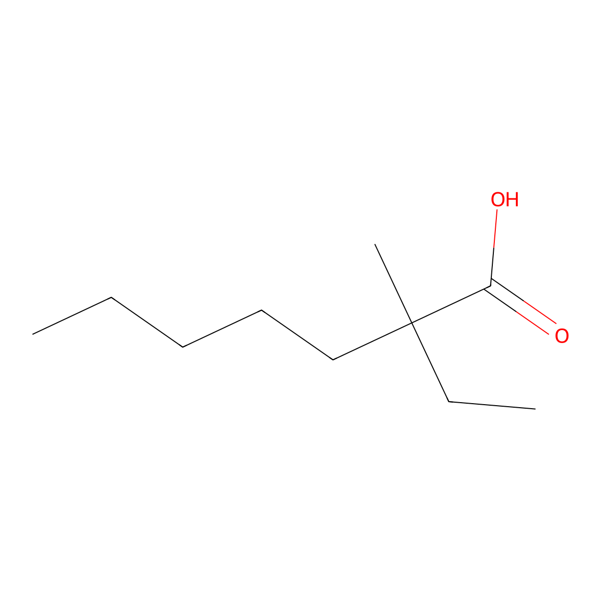 2-Ethyl-2-methylheptanoic acid molecular structure, CAS 31080-38-3