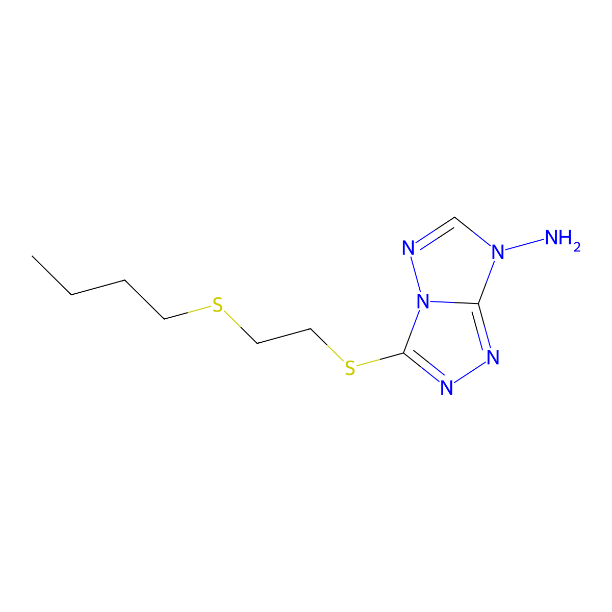 3-(2-Butylsulfanylethylsulfanyl)-[1,2,4]triazolo[4,3-b][1,2,4]triazol-7-amine molecular structure, CAS 310875-23-1