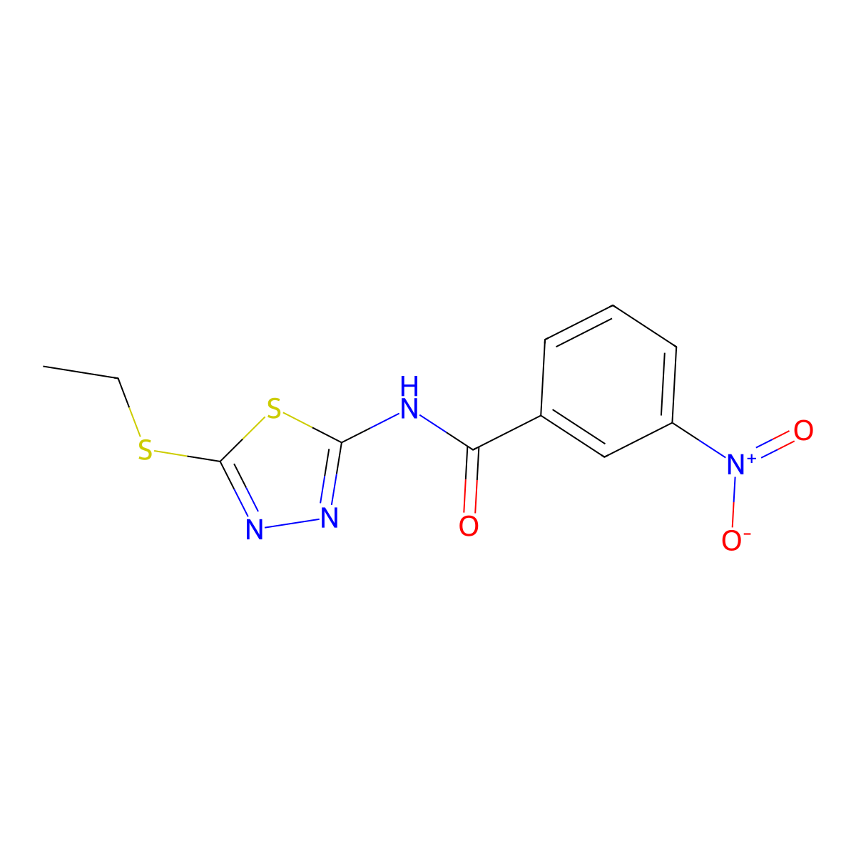 N-[5-(ethylsulfanyl)-1,3,4-thiadiazol-2-yl]-3-nitrobenzamide molecular structure, CAS 310875-70-8