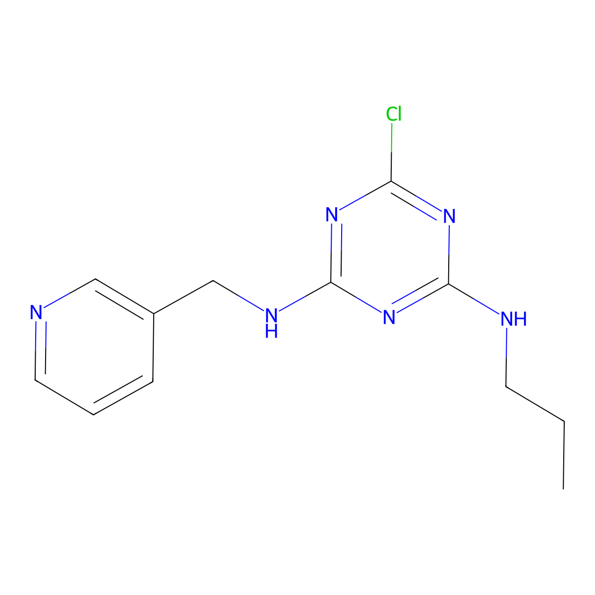 6-chloro-N-propyl-N'-(pyridin-3-ylmethyl)-1,3,5-triazine-2,4-diamine molecular structure, CAS 310875-77-5