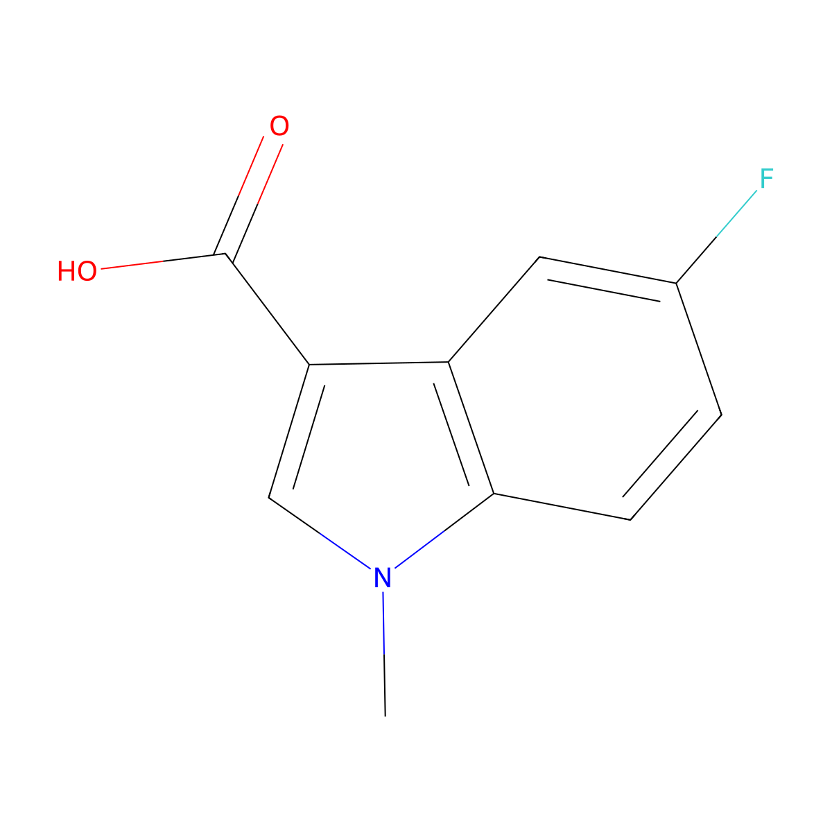5-fluoro-1-methyl-1H-indole-3-carboxylic acid molecular structure, CAS 310886-98-7