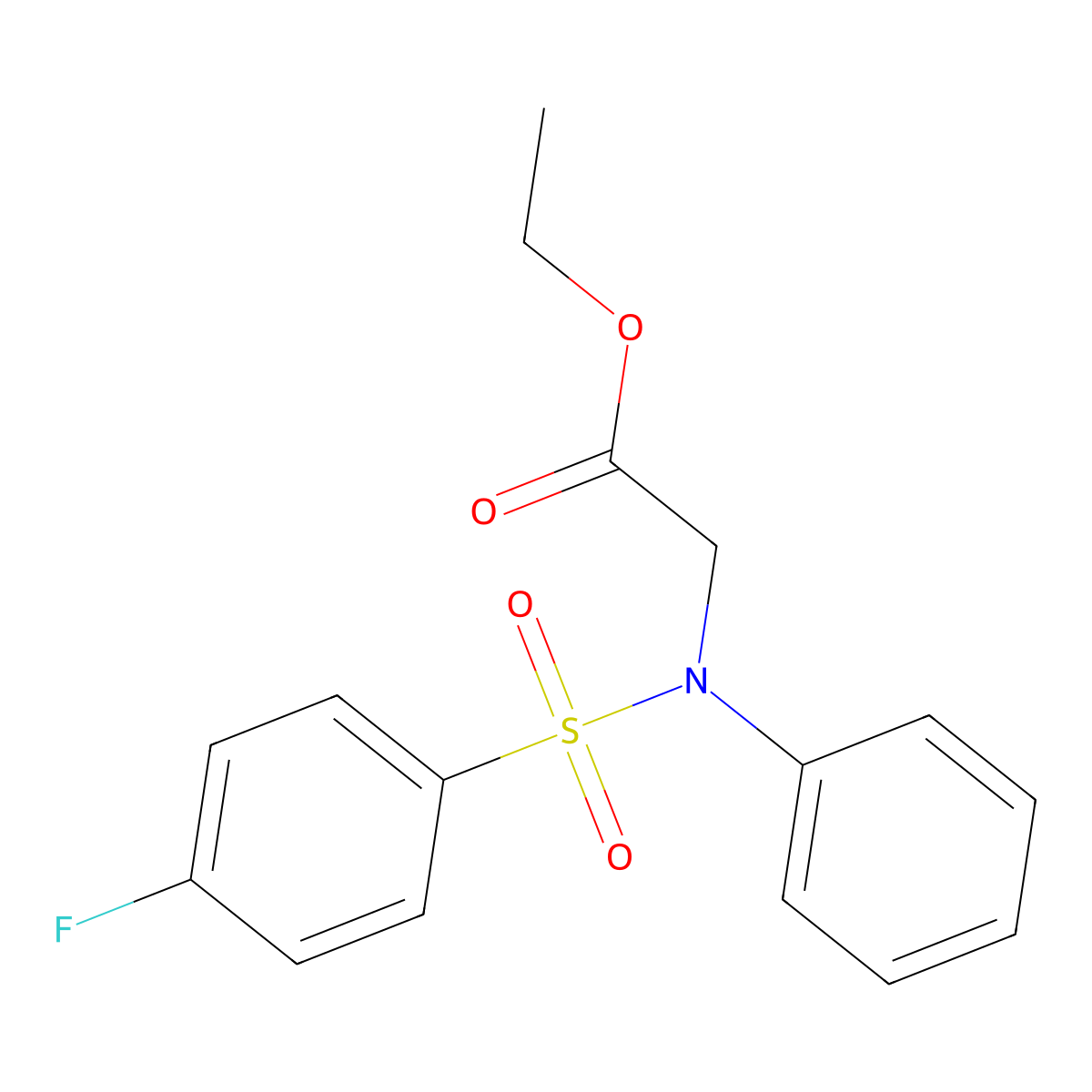 Ethyl 2-{[(4-fluorophenyl)sulfonyl]anilino}acetate molecular structure, CAS 3109-55-5