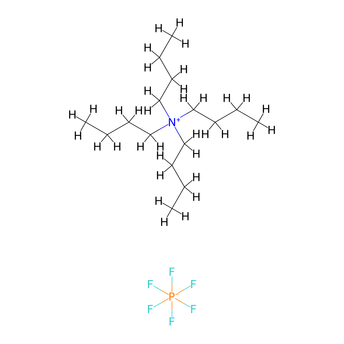 Tetra-n-butylammonium hexafluorophosphate molecular structure, CAS 3109-63-5