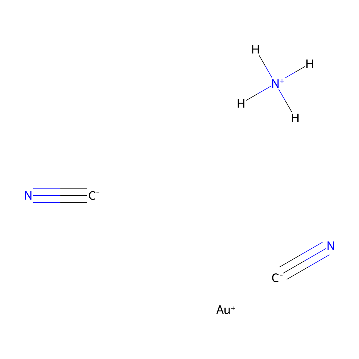 Aurate(1-), bis(cyano-kappaC)-, ammonium (1:1) molecular structure, CAS 31096-40-9