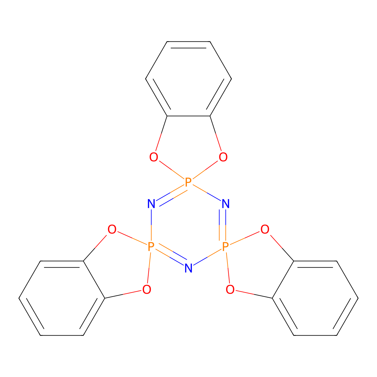 Tris(o-phenylenedioxy)cyclophosphazene molecular structure, CAS 311-03-5