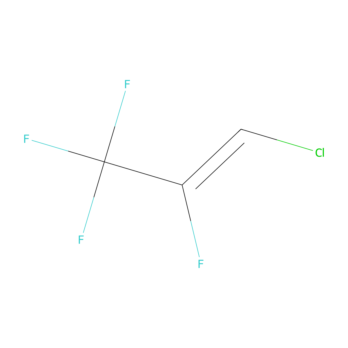 1-Chloro-2,3,3,3-tetrafluoropropene molecular structure, CAS 3110-38-1