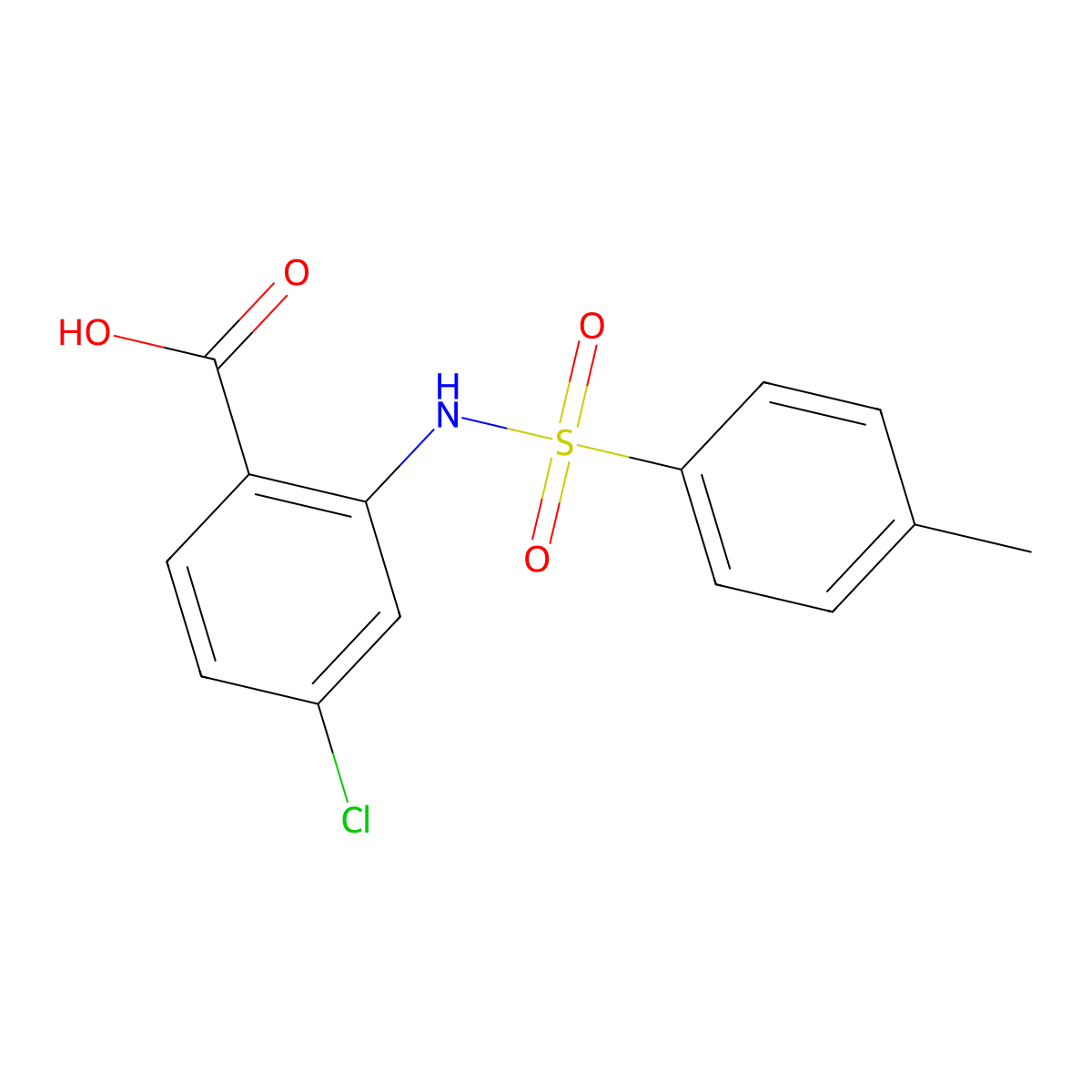 4-Chloro-2-[[(4-methylphenyl)sulfonyl]amino]benzoic acid molecular structure, CAS 31100-24-0