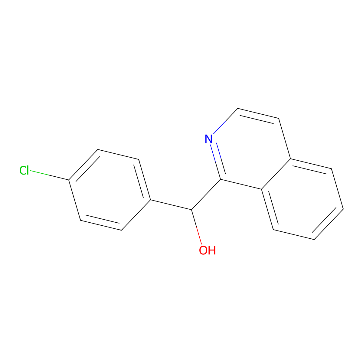 (4-Chlorophenyl)(1-isoquinolinyl)methanol molecular structure, CAS 31101-09-4