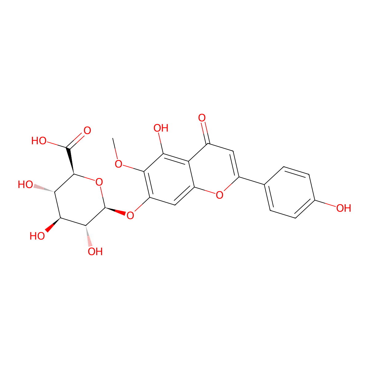 Hispidulin 7-glucuronide molecular structure, CAS 31105-76-7
