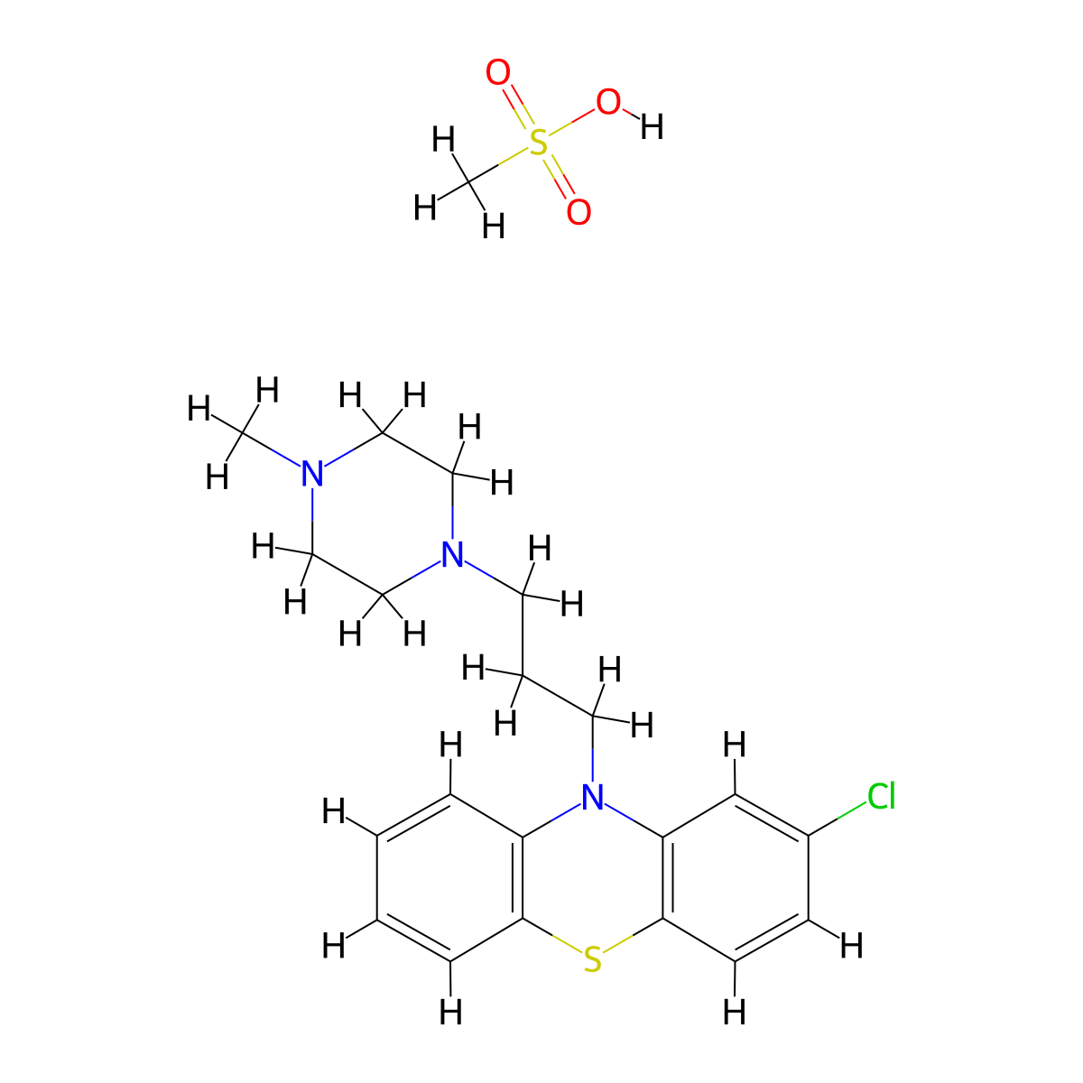 Prochlorperazine hydrogen methanesulfonate molecular structure, CAS 3111-70-4