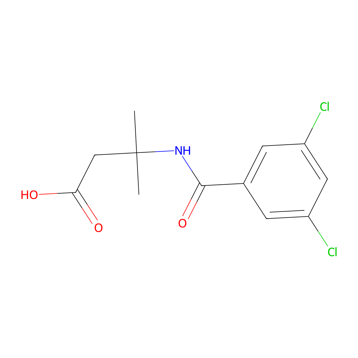 3-[(3,5-Dichlorobenzoyl)amino]-3-methylbutanoic acid molecular structure, CAS 31110-40-4