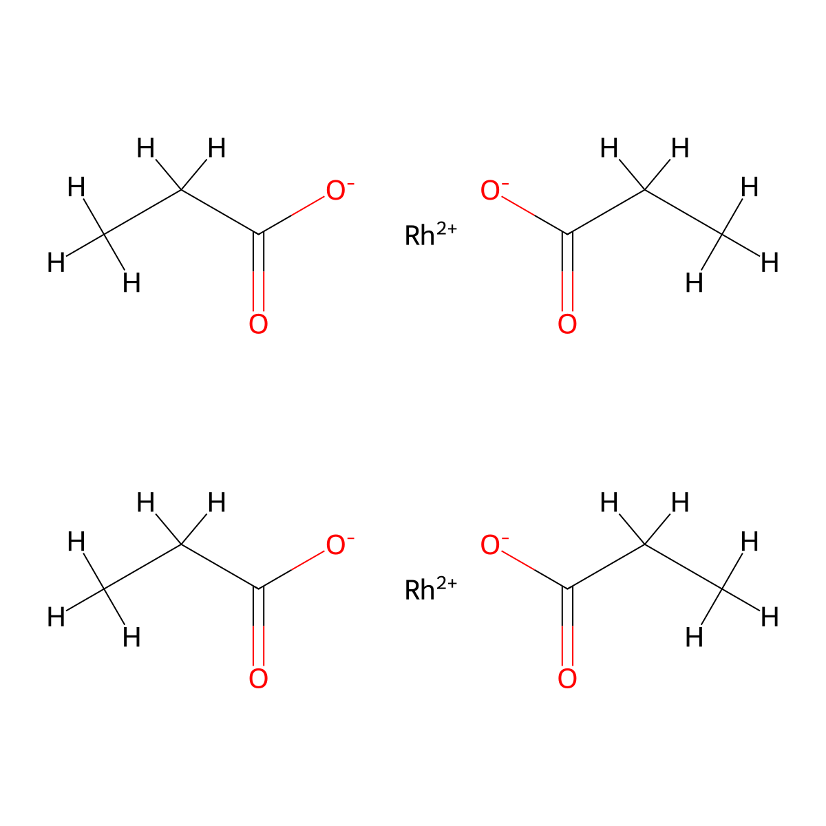 Rhodium, tetrakis(mu-(propanoato-kappaO:kappaO'))di-, (Rh-Rh) molecular structure, CAS 31126-81-5
