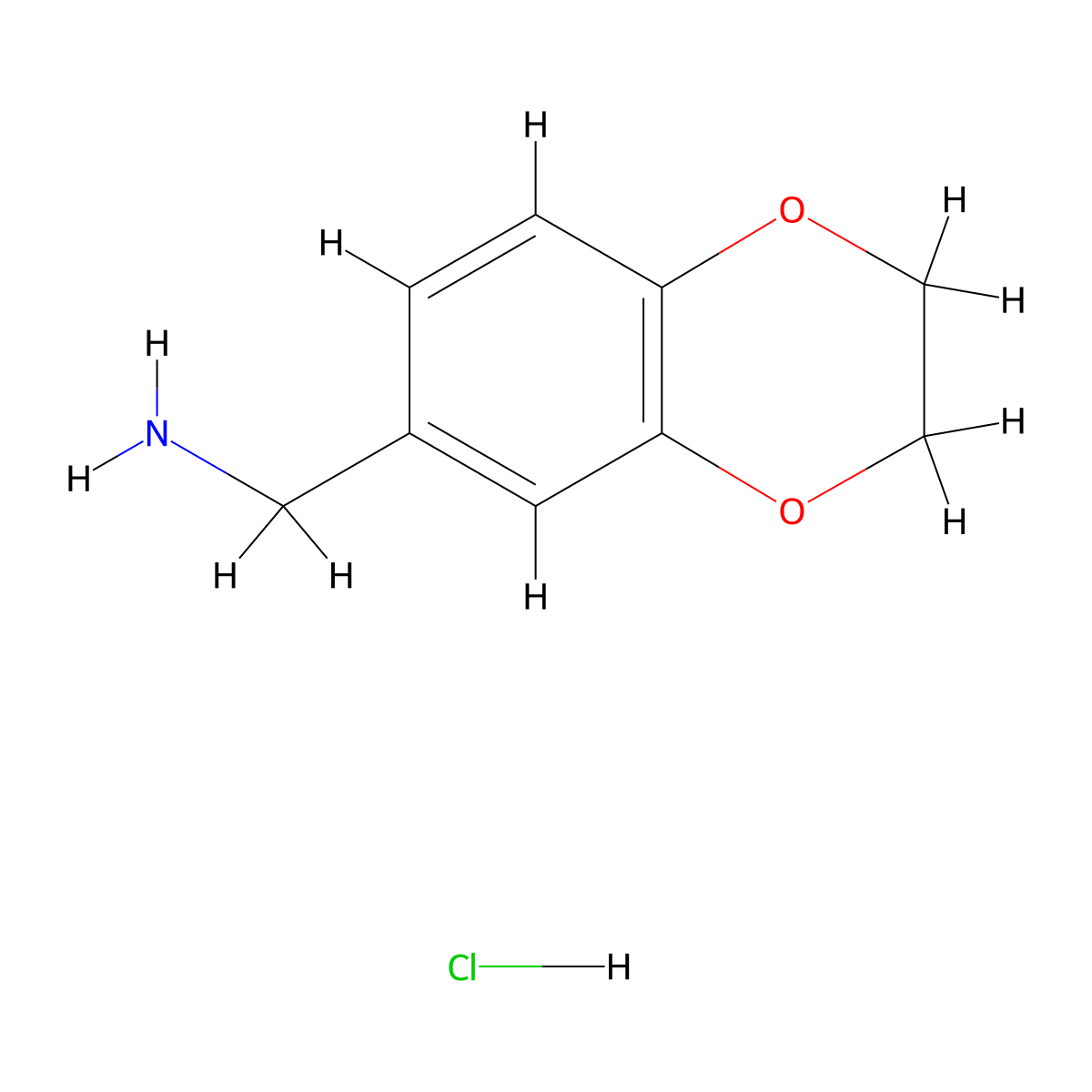 1-(2,3-Dihydro-1,4-benzodioxin-6-yl)methanamine--hydrogen chloride (1/1) molecular structure, CAS 31127-40-9